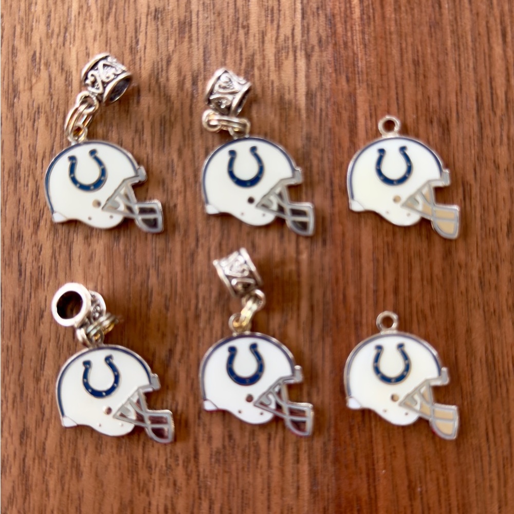 Indianapolis Colts NFL Alloy Enamel Charm Lot of 6 for Jewelry Making Supplies